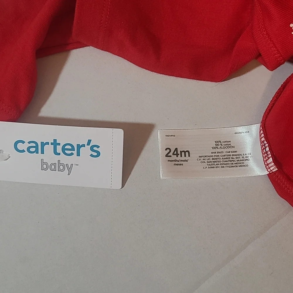 Carters Red My First Christmas Kids One Piece 24 Months NWT 100 Cotton